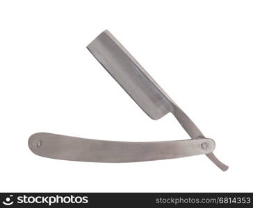 Used classic straight razor, old style - isolated on white