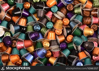 used coffee pods capsules background texture pattern