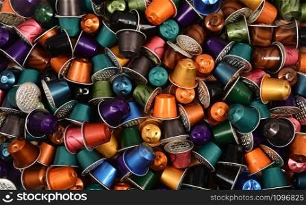 used coffee pods capsules background texture pattern