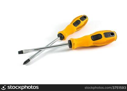 Used Cross Screw drivers isolate on a white background