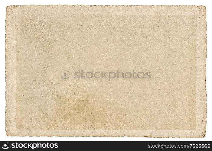 Used paper cardboard with edges isolated on white background. Texture. Background