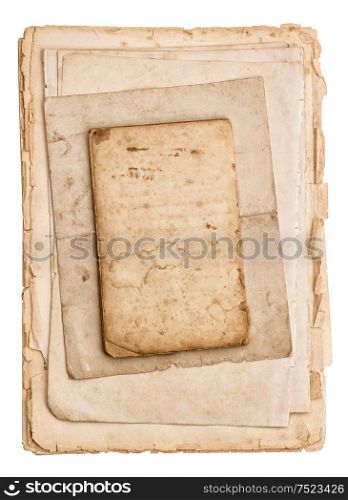 Used paper isolated on white background. Vintage texture background