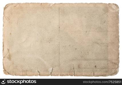 Used paper isolated on white background. Vintage torn cardboard