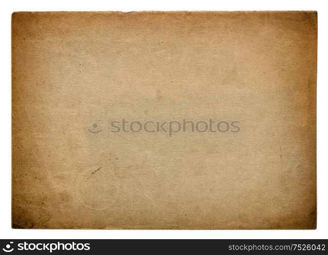 Used paper page texture. Vintage cardboard background with vignette