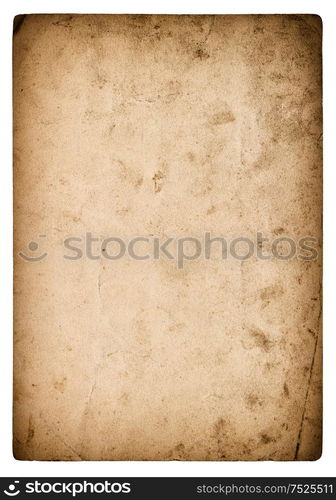 Used paper with edges isolated on white background