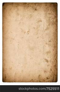 Used paper with edges isolated on white background
