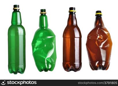 Used plastic bottles isolated on white