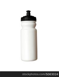 Used plastic flask on white background