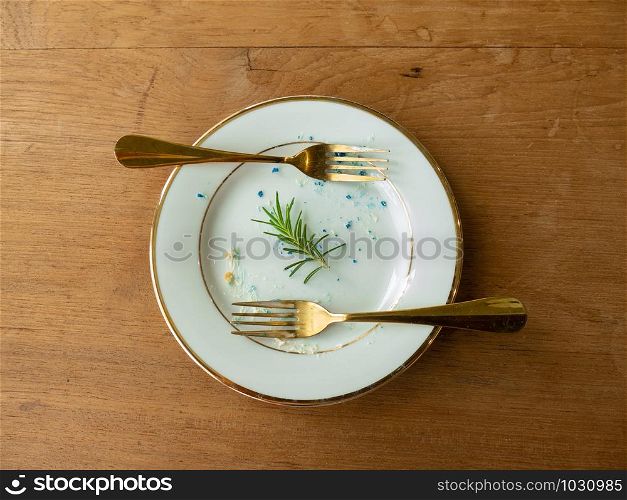 Used plate and fork