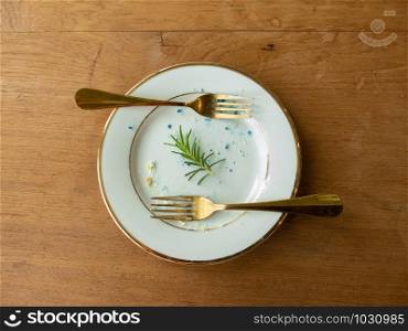 Used plate and fork