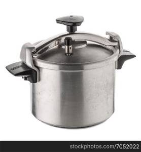 Used pressure cooker for cooking over white background.