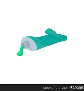 Used tube of toothpaste icon in cartoon style on a white background. Used tube of toothpaste icon, cartoon style