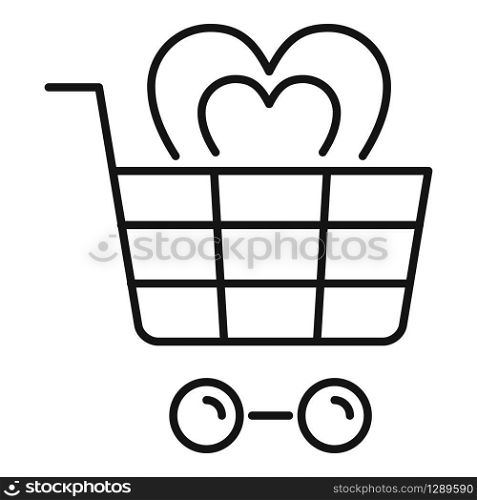 User shop cart icon. Outline user shop cart vector icon for web design isolated on white background. User shop cart icon, outline style