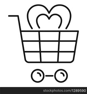 User shop cart icon. Outline user shop cart vector icon for web design isolated on white background. User shop cart icon, outline style