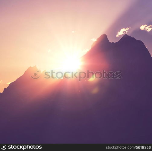 Ushba peak, Caucasus Mountains. Svaneti