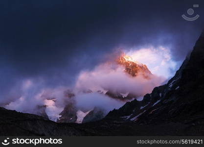 Ushba peak, Caucasus Mountains. Svaneti