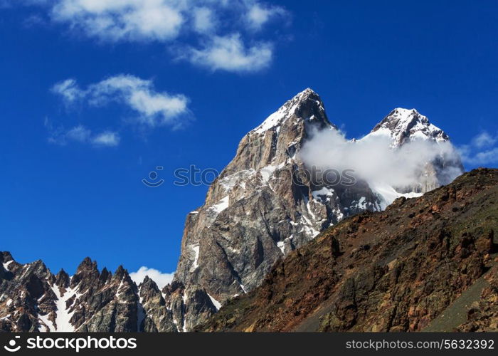 Ushba peak, Caucasus Mountains. Svaneti