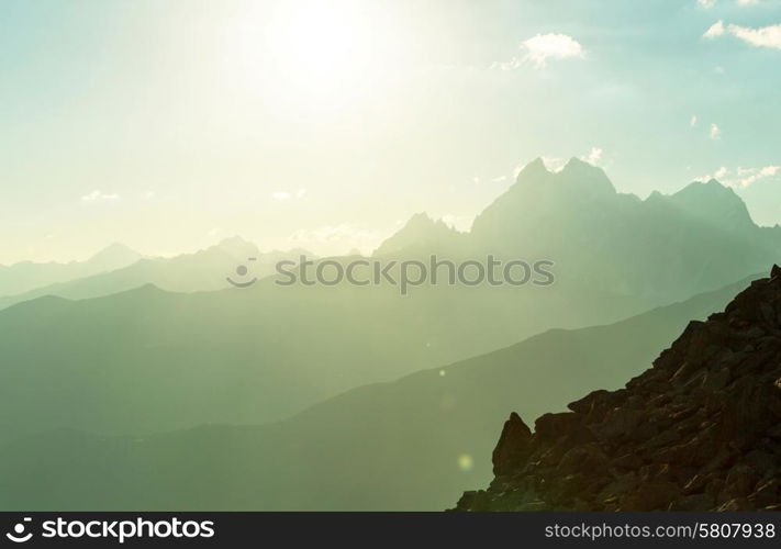 Ushba peak, Caucasus Mountains. Svaneti