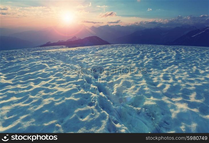 Ushba peak, Caucasus Mountains. Svaneti