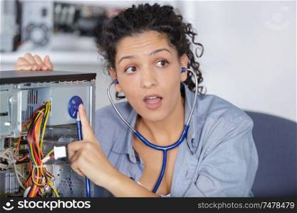 using a stethoscope to fix a computer