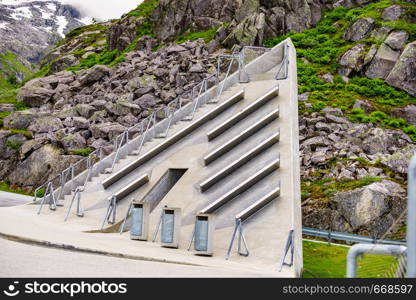 Utsikten viewpoint at Gaularfjellet. Tourist attraction. Scenic route in Norway.. Utsikten viewpoint in Norway