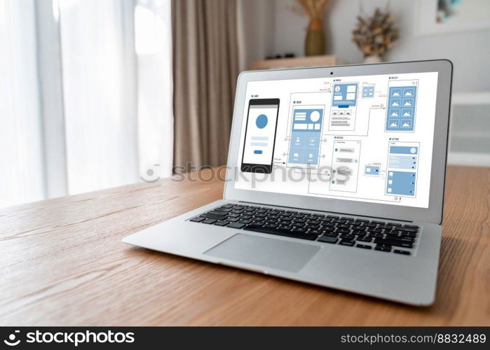 UX UI design process for modish mobile application and website . Creative prototype of wireframe for professional app developer .. UX UI design process for modish mobile application and website