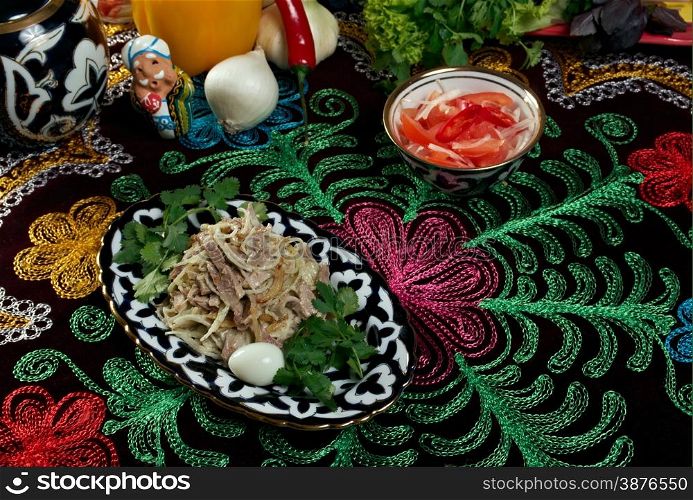 Uzbek beef salad -Central Asian cuisine