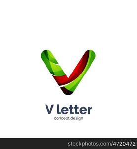 V letter logo, modern abstract geometric elegant design, shiny light effect. Created with flowing waves