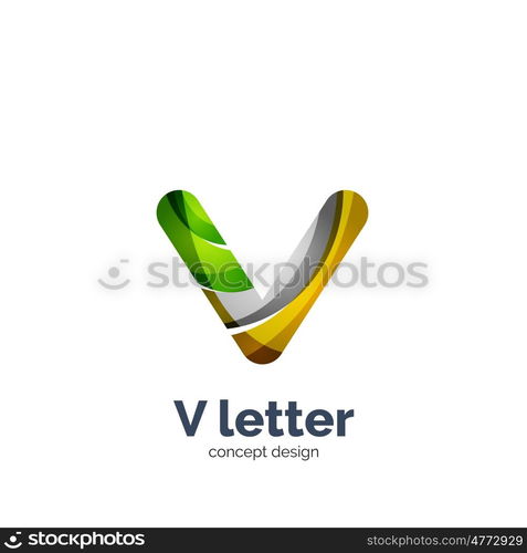 V letter logo, modern abstract geometric elegant design, shiny light effect. Created with flowing waves