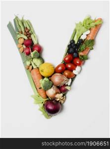 v shaped vegetable arrangement. High resolution photo. v shaped vegetable arrangement. High quality photo