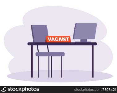 Vacancy workplace of future employee. Recruiting agency. Personnel. HR management. Vector flat illustration