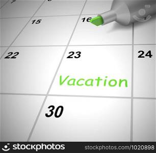 Vacation concept icon means having a holiday or taking time off. A break for travel or tourism on the beach - 3d illustration