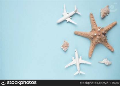 vacation concept with planes starfish