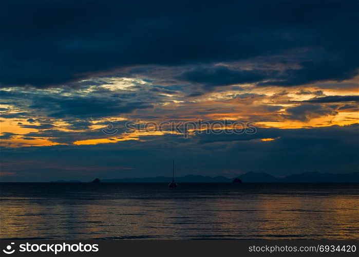 vacation in Thailand - view of clouds and sky over the sea during a beautiful sunset