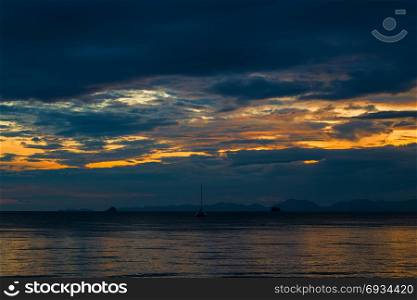 vacation in Thailand - view of clouds and sky over the sea during a beautiful sunset