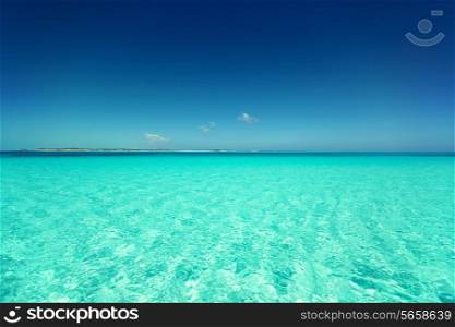 vacation, travel and background concept - blue sea or ocean and sky