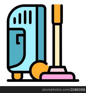Vacuum cleaner icon. Outline vacuum cleaner vector icon color flat isolated. Vacuum cleaner icon color outline vector