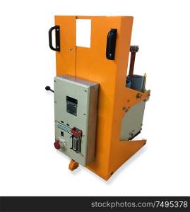 Vacuum switch equipment in orange frame isolated on white background