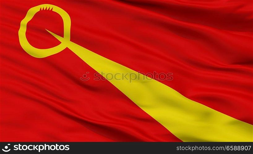 Valandovo Municipality City Flag, Country Macedonia, Closeup View. Valandovo Municipality City Flag, Macedonia, Closeup View