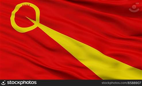 Valandovo Municipality City Flag, Country Macedonia, Closeup View. Valandovo Municipality City Flag, Macedonia, Closeup View
