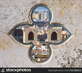 Valencia aerial skyline from el Miguelete Torres de Quart of Spain photomount