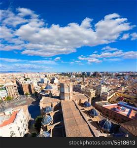 Valencia aerial skyline with Plaza de la virgen and Cathedral at Spain