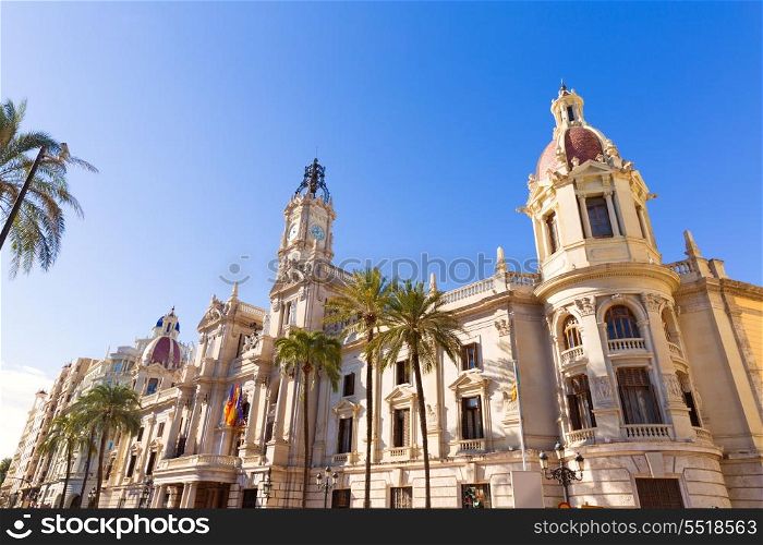 Valencia Ayuntamiento city town hall building and square in Spain