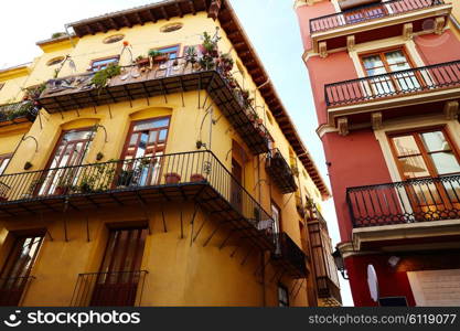 Valencia barrio del Carmen street facades in Spain