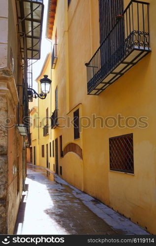 Valencia barrio del Carmen street facades in Spain