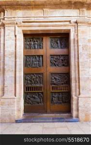 Valencia Basilica Virgen de los Desamparados church door detail in Spain