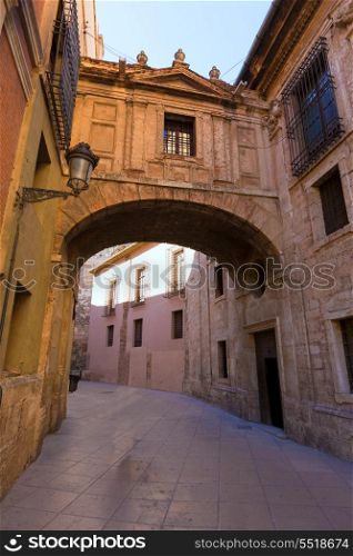 Valencia Cathedral Arch Barchilla street at Spain Europe