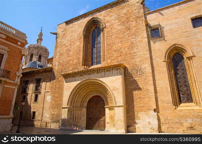 Valencia Cathedral romanesque door Puerta del Palau Almoina and Miguelete at Spain