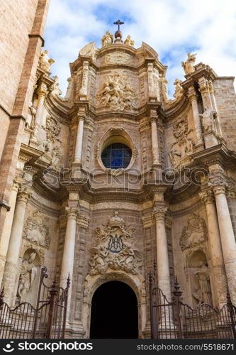 Valencia cathedral Seu facade in plaza de la Reina square Spain