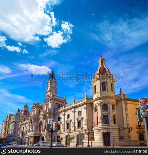 Valencia city Ayuntamiento building square Plaza city hall of Spain